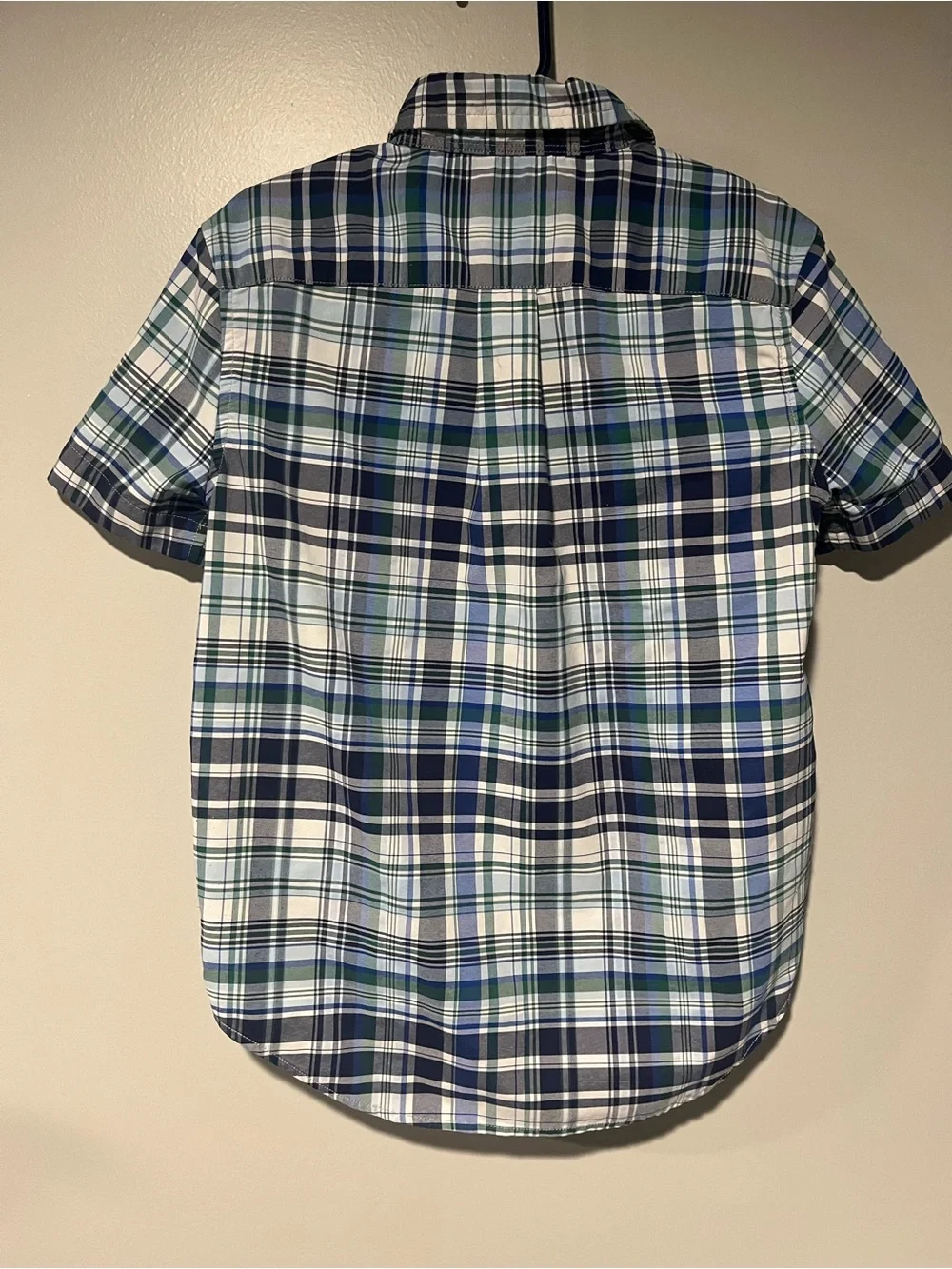 Ralph Lauren Blue, Navy & Green Plaid Short-Sleeve Button-Down Shirt